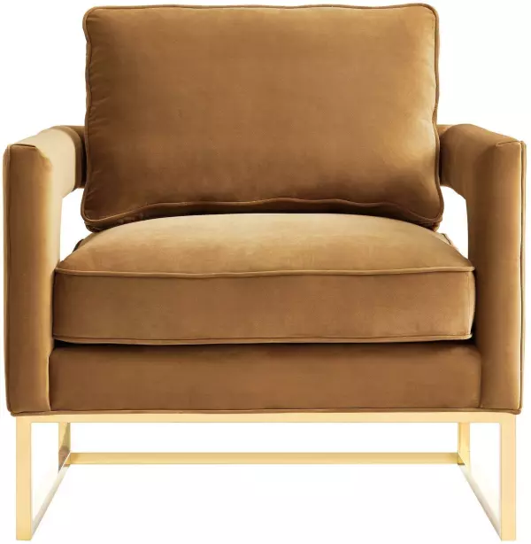 Tov A128 Avery Cognac Velvet Chair With Polished Gold Base 2