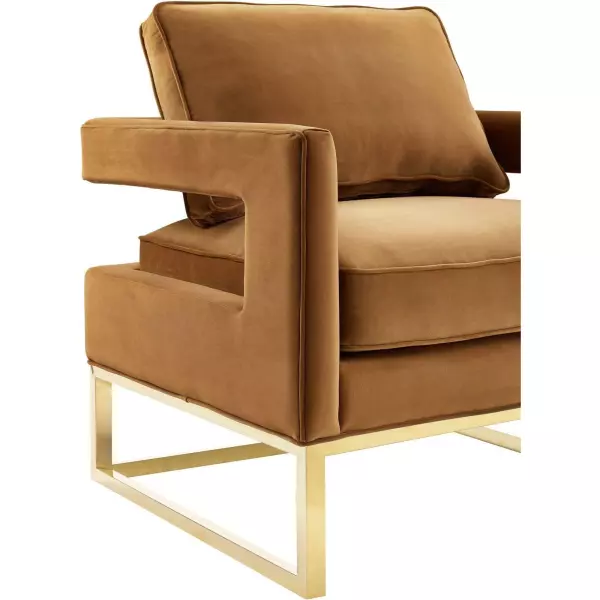 Tov A128 Avery Cognac Velvet Chair With Polished Gold Base 4