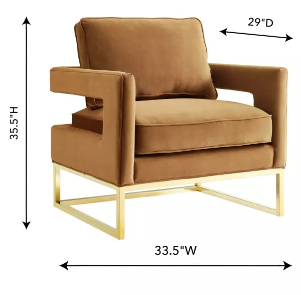 Tov A128 Avery Cognac Velvet Chair With Polished Gold Base 5