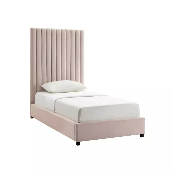 TOV-B6333 Arabelle Blush Velvet Bed in Twin