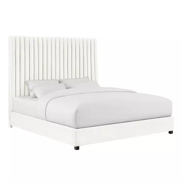 TOV-B68251 Arabelle White Velvet Bed in Queen
