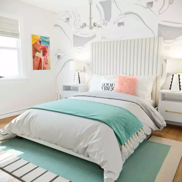 TOV-B68251 Arabelle White Velvet Bed in Queen