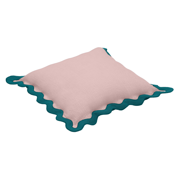 Tov C18605 Cover Scalloped Edge Blue And Pink Linen Throw Pillow 3