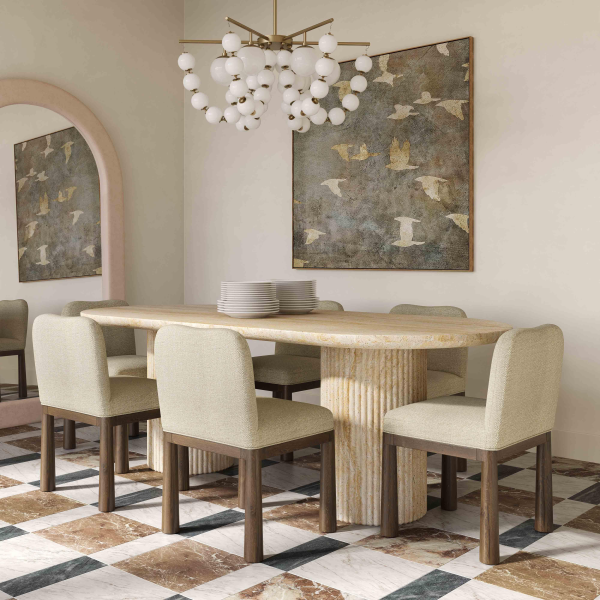 TOV-D54407 Brut Travertine Pattern Indoor/outdoor Dining Table