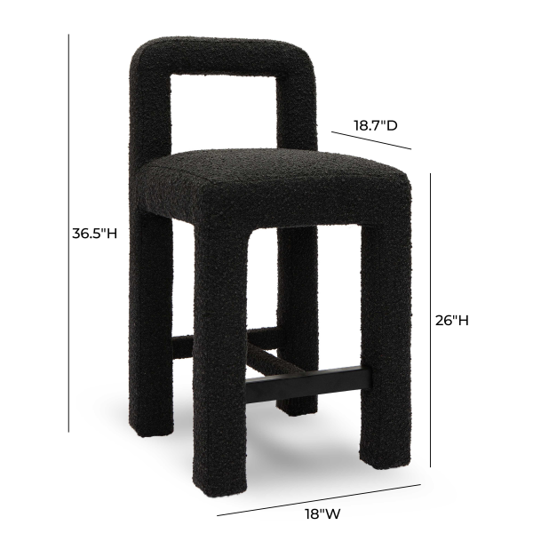 Tov D69040 Hazel Black Boucle Counter Stool 6