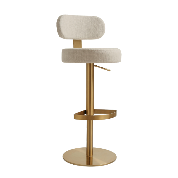 TOV-D69225 Primrose Cream Textured Performance Fabric Adjustable Stool