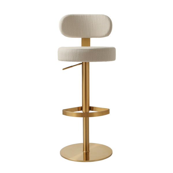 Tov D69225 Primrose Cream Textured Performance Fabric Adjustable Stool 3