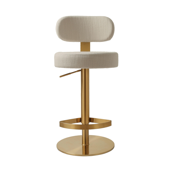 Tov D69225 Primrose Cream Textured Performance Fabric Adjustable Stool 4