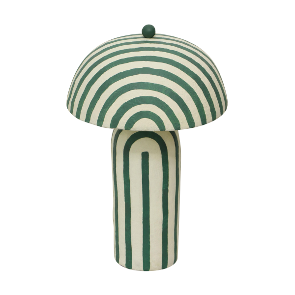 Tov G18685 Maiori Dark Green Striped Papier Mache Table Lamp 3