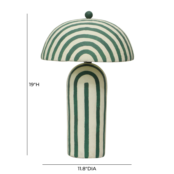 Tov G18685 Maiori Dark Green Striped Papier Mache Table Lamp 5