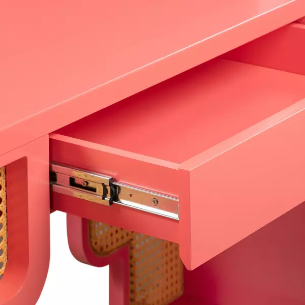 Tov H44179 Suzie Coral Pink Rattan Executive Desk 7