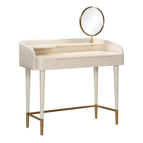 TOV-H54270 Penelope Cream Vegan Leather Wrapped Vanity Desk