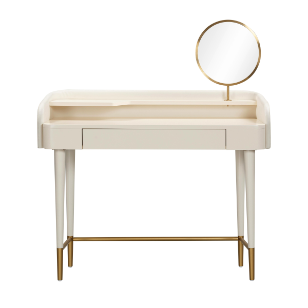 Tov H54270 Penelope Cream Vegan Leather Wrapped Vanity Desk 3