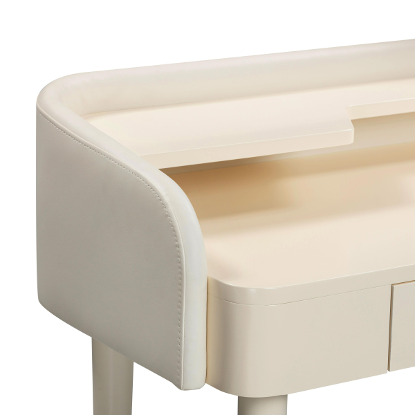 Tov H54270 Penelope Cream Vegan Leather Wrapped Vanity Desk 4