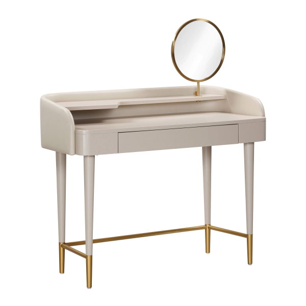 TOV-H54271 Penelope Taupe Vegan Leather Wrapped Vanity Desk