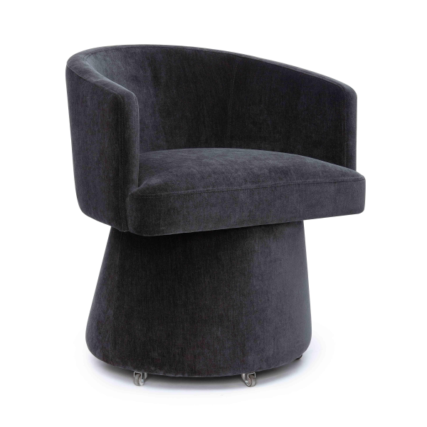 TOV-H69158 Kristen Black Upcycled Chenille Rolling Desk Chair