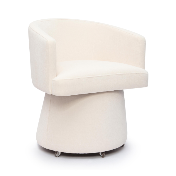 TOV-H69159 Kristen Cream Upcycled Chenille Rolling Desk Chair