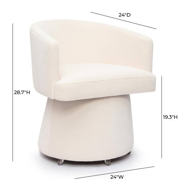 Tov H69159 Kristen Cream Upcycled Chenille Rolling Desk Chair 6