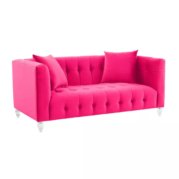 TOV-L68317 Bea Hot Pink Velvet Loveseat