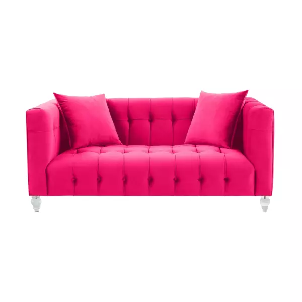 Tov L68317 Bea Hot Pink Velvet Loveseat 2