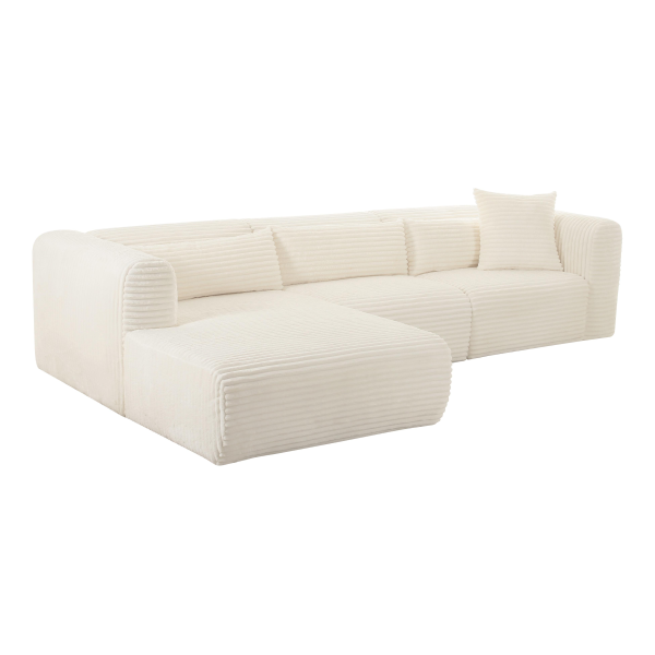 TOV-L68879-L68881 Tarra Fluffy Oversized Cream Corduroy Modular Laf Sectional