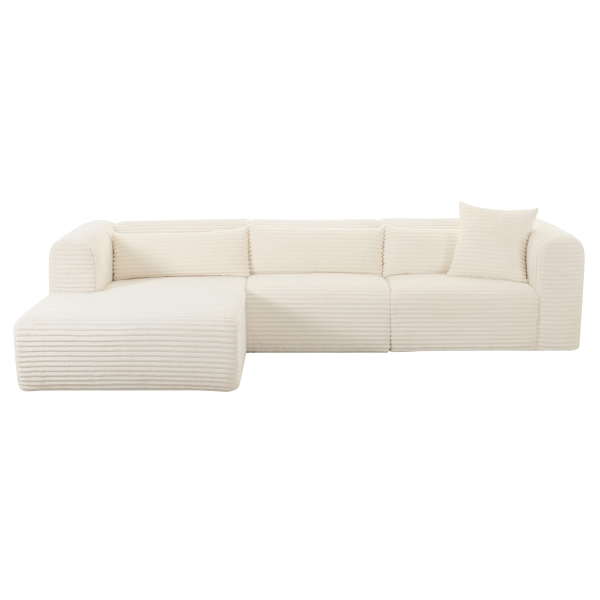 Tov L68879 L68881 Tarra Fluffy Oversized Cream Corduroy Modular Laf Sectional 3