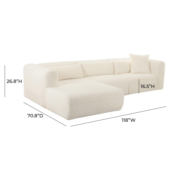Tov L68879 L68881 Tarra Fluffy Oversized Cream Corduroy Modular Laf Sectional 6