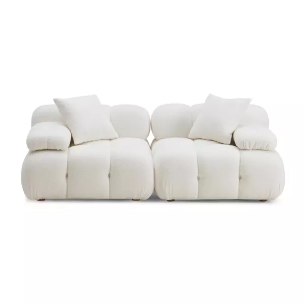 TOV-L68923 Calliope Cream Vegan Shearling Modular Loveseat