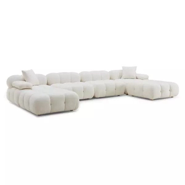 TOV-L68925-SEC Calliope Cream Vegan Shearling 6-piece Modular U-Sectional