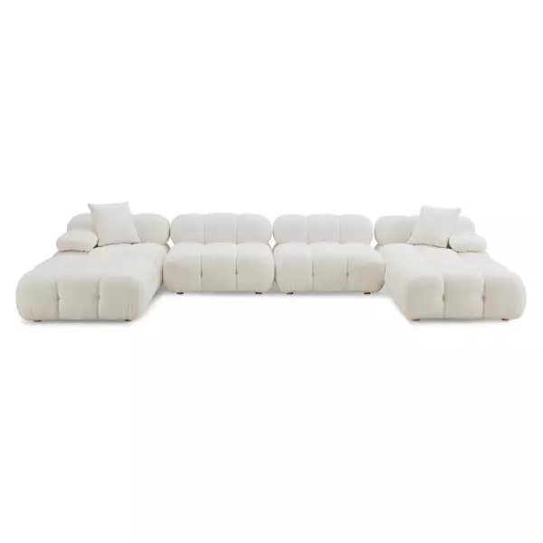 TOV-L68925-SEC Calliope Cream Vegan Shearling 6-piece Modular U-Sectional