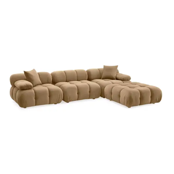 TOV-L69017-SEC TOV Calliope Cafe Au Lait Performance Velvet 4-piece Modular Sectional Cafe Au Lait