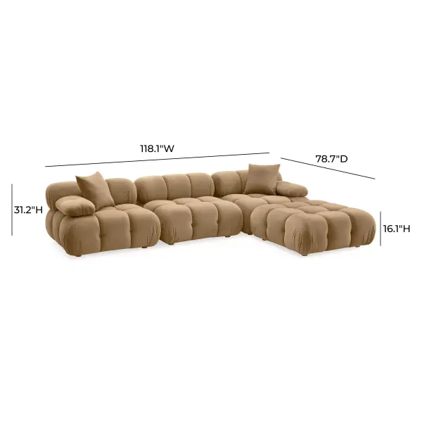 Tov L69017 Sec Calliope Cafe Au Lait Performance Velvet 4 Piece Modular Sectional 6