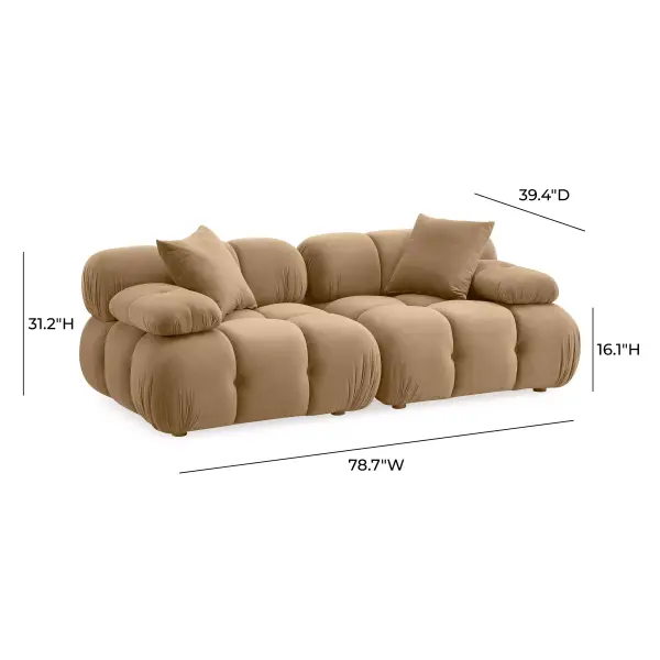 Tov L69018 Calliope Cafe Au Lait Performance Velvet Modular Loveseat 6