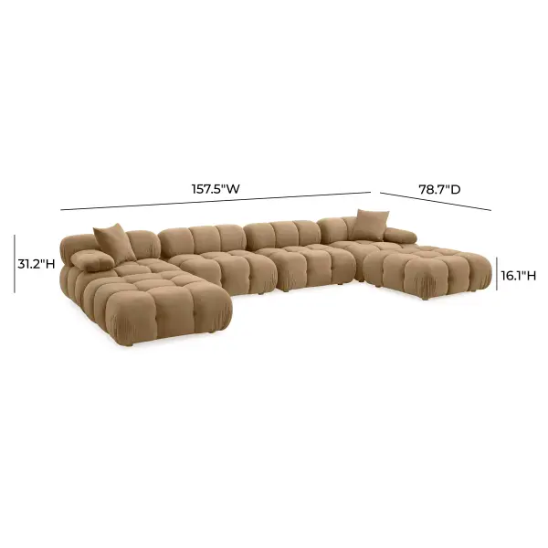 Tov L69020 Sec Calliope Cafe Au Lait Performance Velvet 6 Piece Modular U Sectional 6