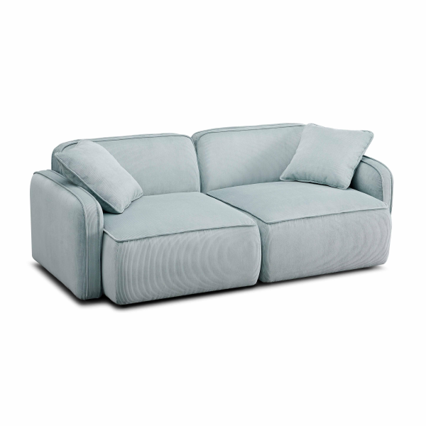 TOV-L69187 Travie Sea Foam Performance Corduroy Velvet Modular Loveseat