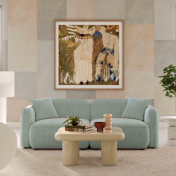TOV-L69187 Travie Sea Foam Performance Corduroy Velvet Modular Loveseat