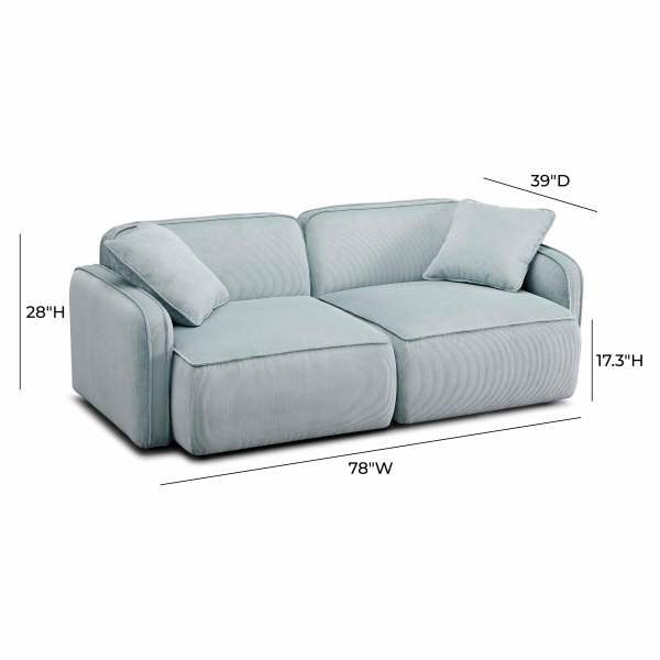 Tov L69187 Travie Sea Foam Performance Corduroy Velvet Modular Loveseat 7
