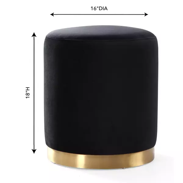 Tov Oc6120 Opal Black Velvet Ottoman Gold Base 2