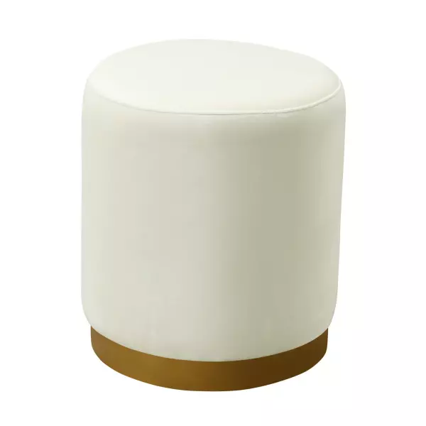 TOV-OC6156 Opal Cream Velvet Ottoman with Gold Base