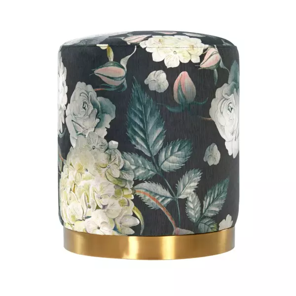 Tov Oc6308 Opal Floral Velvet Ottoman With Gold Base 2