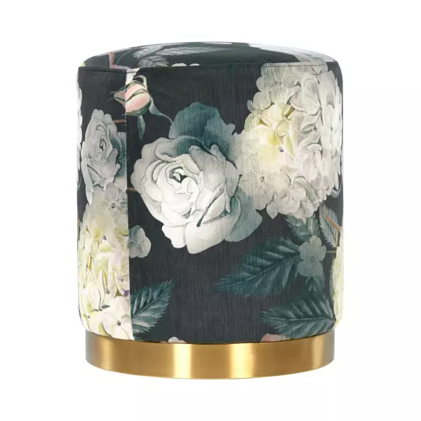 Tov Oc6308 Opal Floral Velvet Ottoman With Gold Base 3