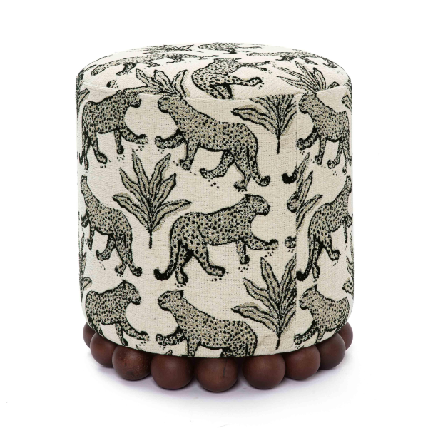 Tov Oc69196 Dex Cream Leopard Jacquard Ottoman 3