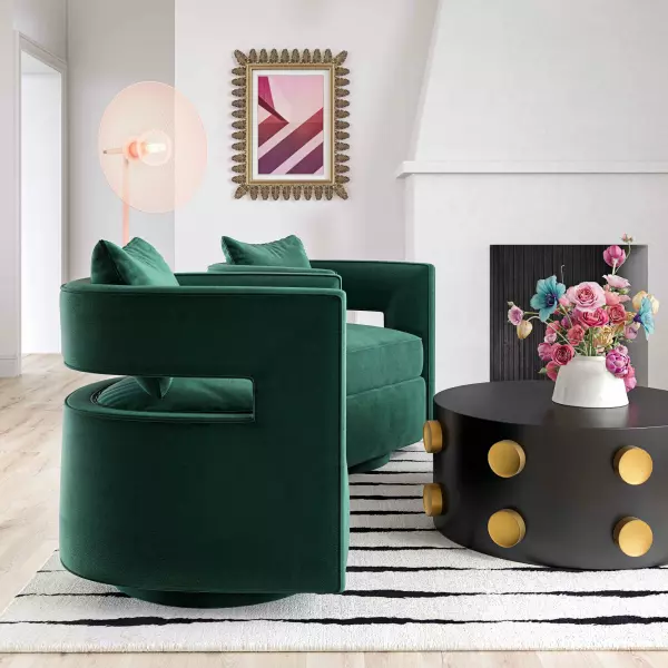 TOV-S44126 Kennedy Forest Green Swivel Chair