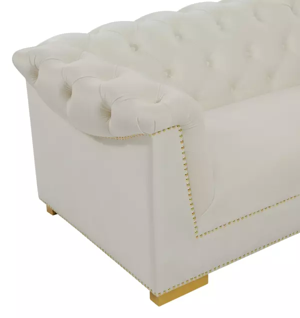 Tov S4929 Farah Cream Velvet Sofa 4