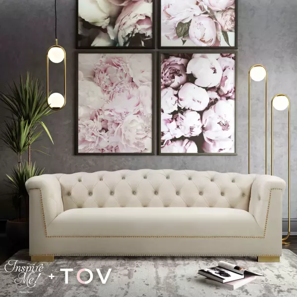 Tov S4929 Farah Cream Velvet Sofa 6