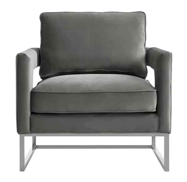 Tov S6293 Avery Grey Velvet Chair Silver Frame 2