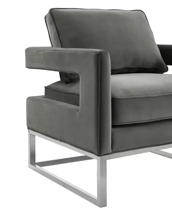 Tov S6293 Avery Grey Velvet Chair Silver Frame 4