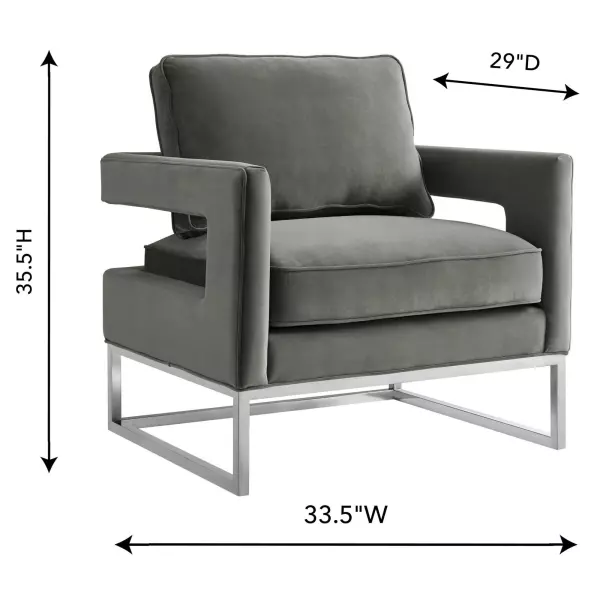 Tov S6293 Avery Grey Velvet Chair Silver Frame 5