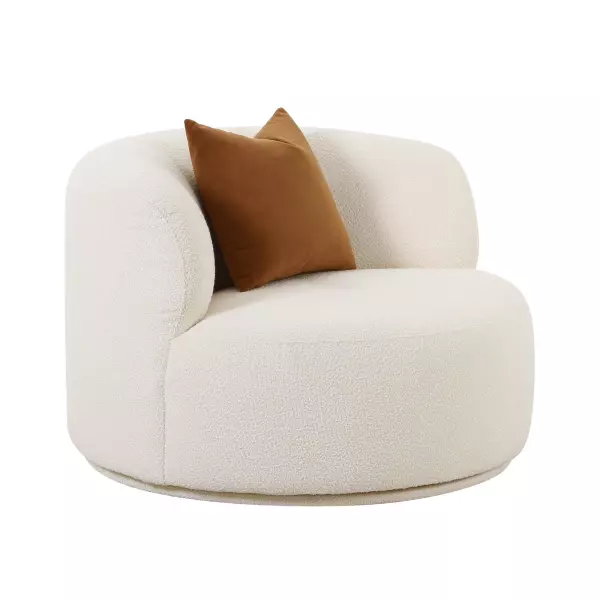 TOV-S68671 Fickle Cream Boucle Swivel Chair