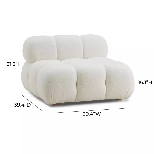 Tov S68920 Calliope Cream Vegan Shearling Modular Armless Chair 5